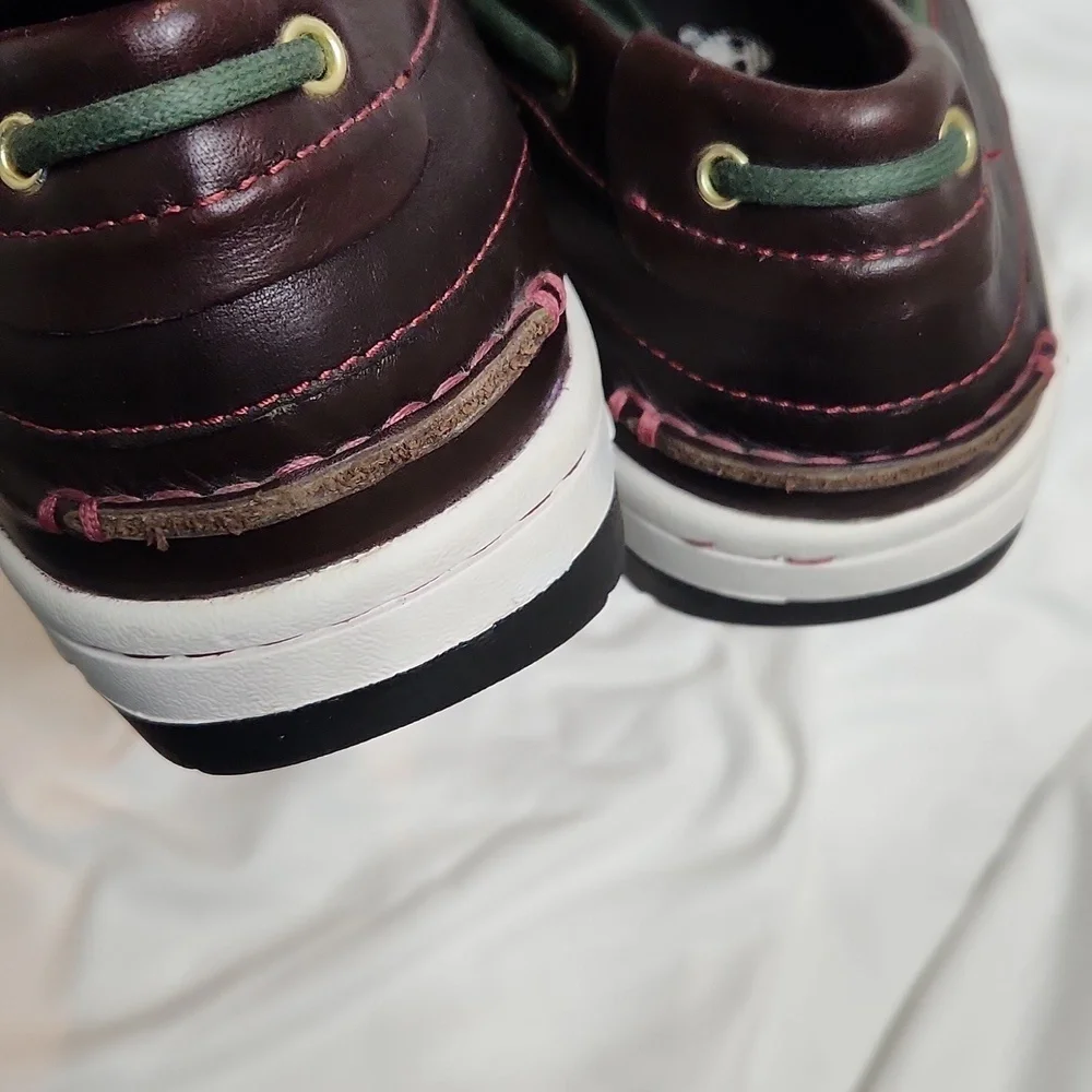 Timberland Classic 2 Eyed Brown Green Leather Boat Shoes (M Size 10.5)